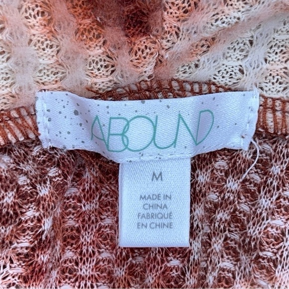 NEW MEDIUM ABOUND RED WHITE TIE DYE WAFFLE KNIT CROPPED COWL NECK TOP - Picture 8 of 10